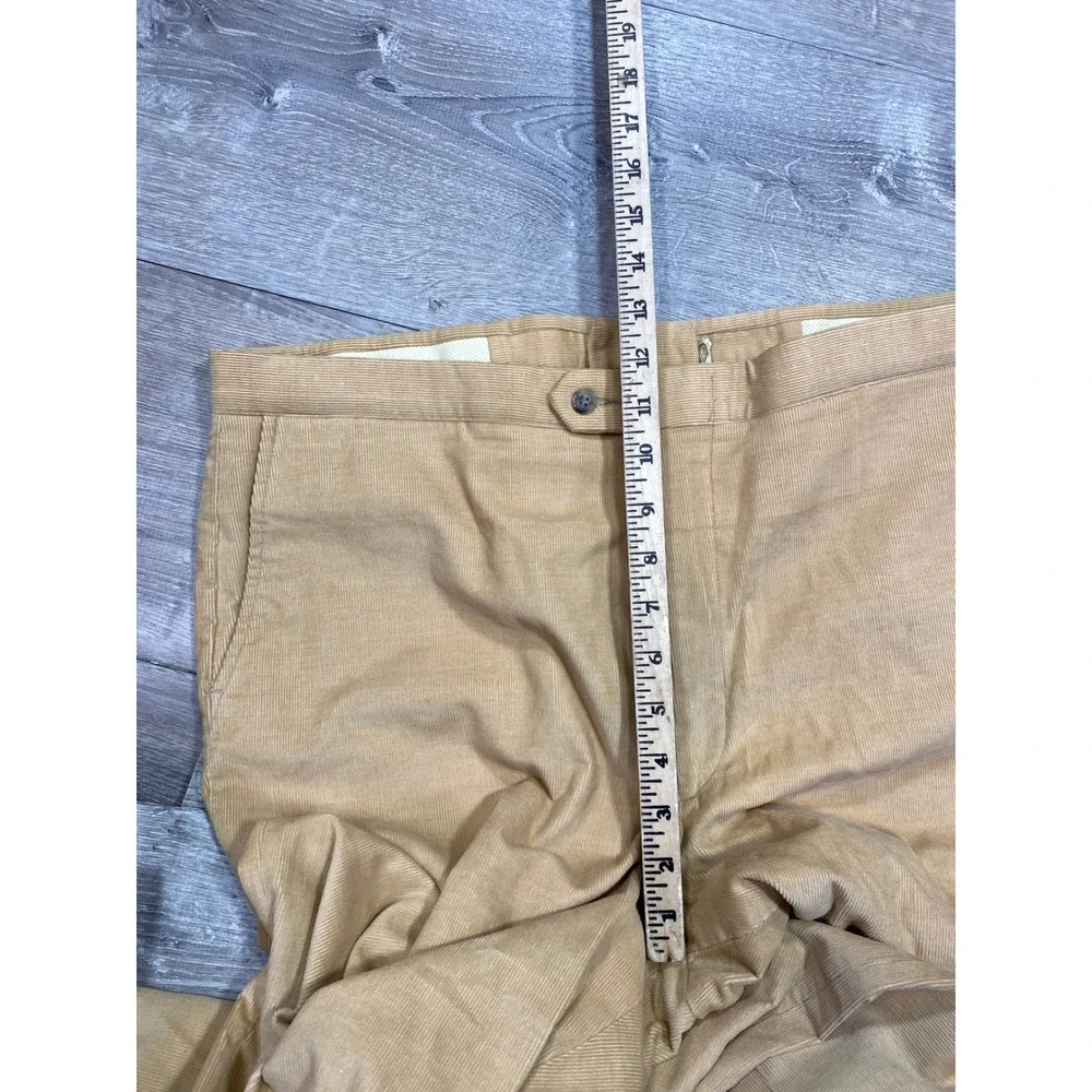 VTG Sansabelt Khaki Corduroy Flat Front Pant Mens 38x32 Pleated Cuffed Trousers